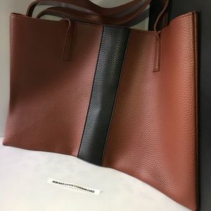 Vince Camuto Luck Tote Dark Rum Vegan Leather NIB